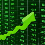 Rising green financial data graph