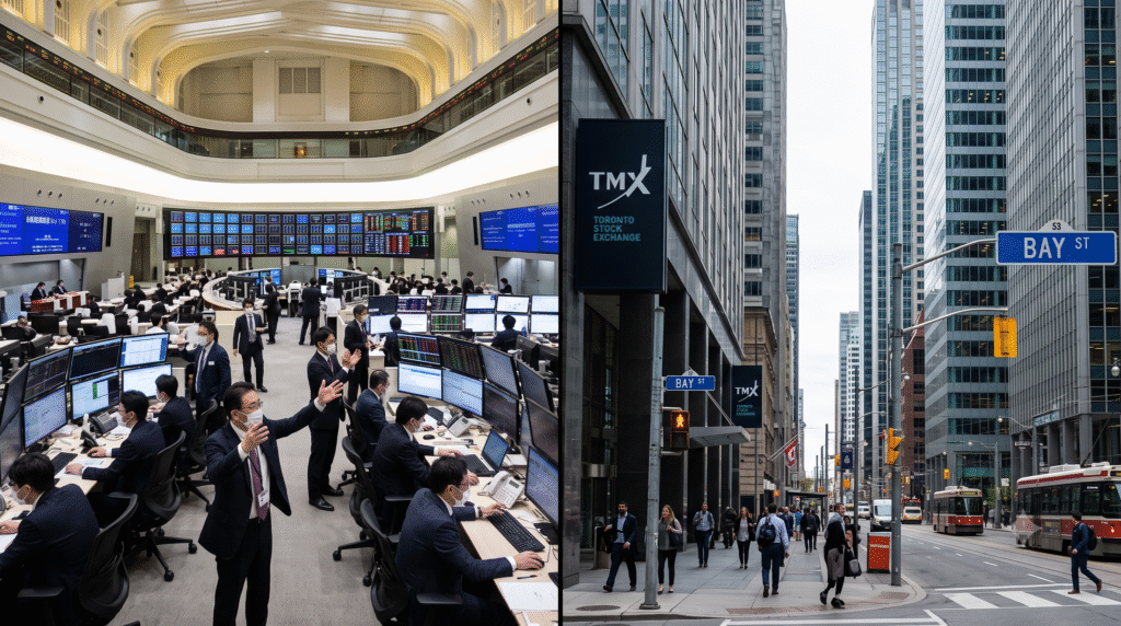 Toronto Stock Exchange and financial district on Bay Street